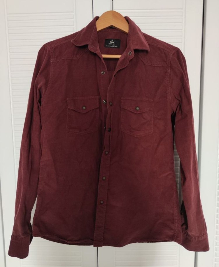 Mavi Jeans Bordo Süet Erkek Gömlek, çıtçıtlı, Uzun Kollu - Görsel 2