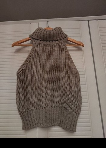 Örgü Boğazlı Kolsuz Kadın Kazak - Görsel 3