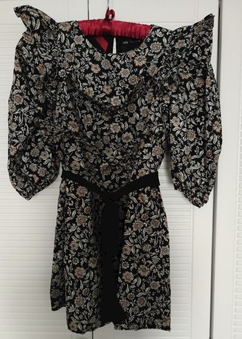 Zara Çiçekli V Yaka Elbise - Görsel 2