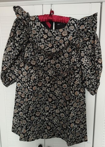 Zara Çiçekli V Yaka Elbise - Görsel 5