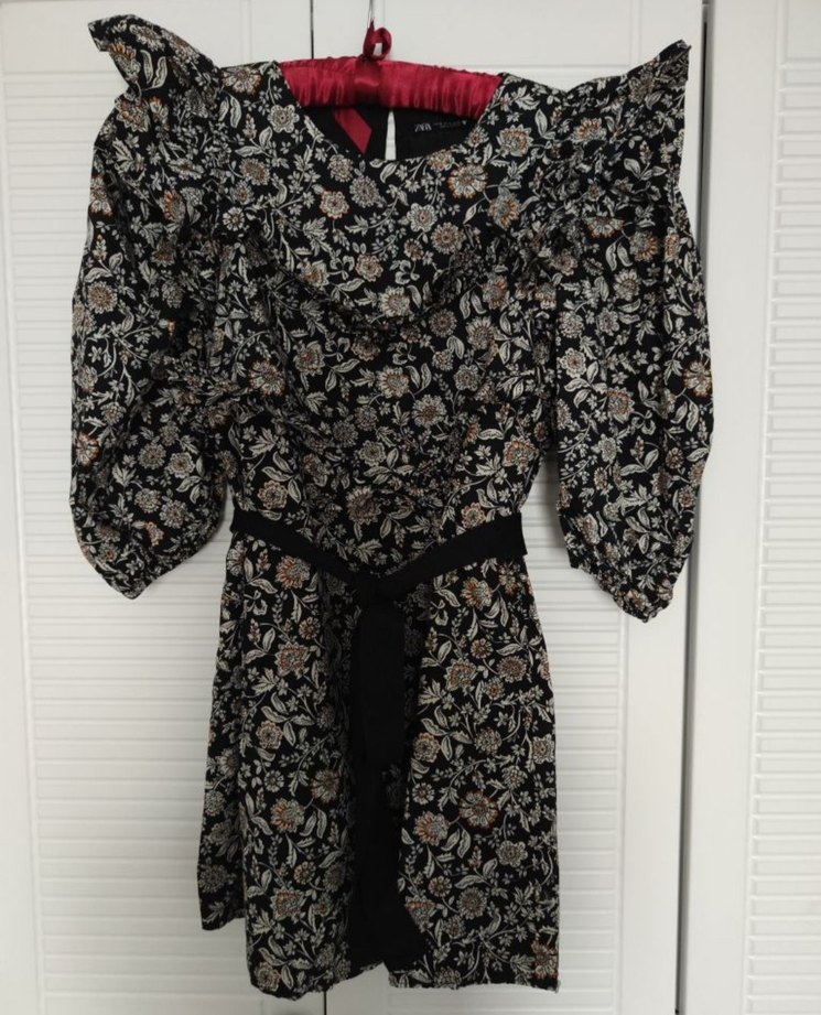 Zara Çiçekli V Yaka Elbise - Görsel 2