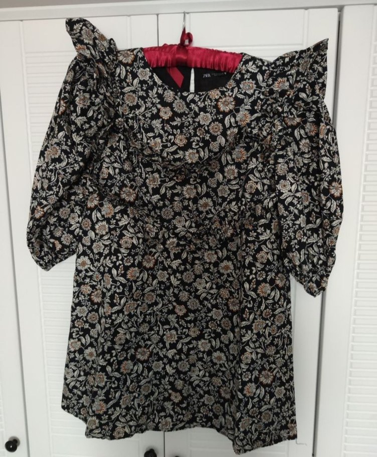 Zara Çiçekli V Yaka Elbise - Görsel 5