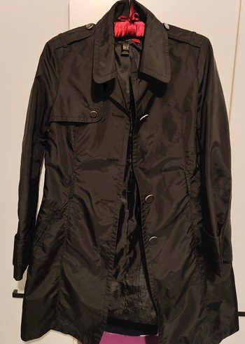 Mango Düğmeli Siyah Kadın Trençkot - Görsel 4