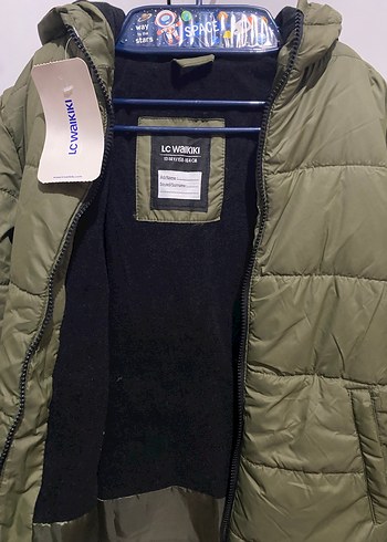 Haki Kapüşonlu Fermuarlı Erkek çocuk Mont - Görsel 2