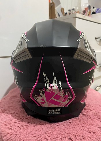 Orjinal pembe Baskılı Biker Motosiklet Kaskı - Görsel 3