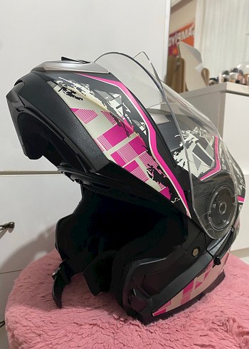 Orjinal pembe Baskılı Biker Motosiklet Kaskı - Görsel 2