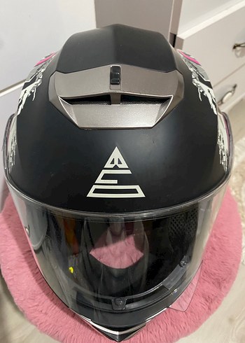 Orjinal pembe Baskılı Biker Motosiklet Kaskı - Görsel 4