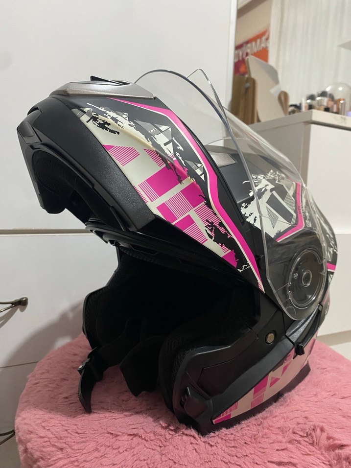 Orjinal pembe Baskılı Biker Motosiklet Kaskı - Görsel 2