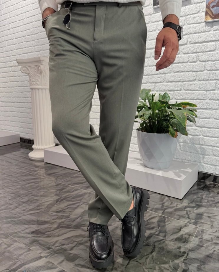 Regular Fit Kemerli Erkek Pantolon en boy likr var boy 100 cm - Görsel 3