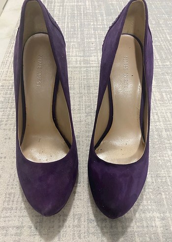 Mor Süet Taşlı Yüksek Topuklu Kadın Stiletto - Görsel 3