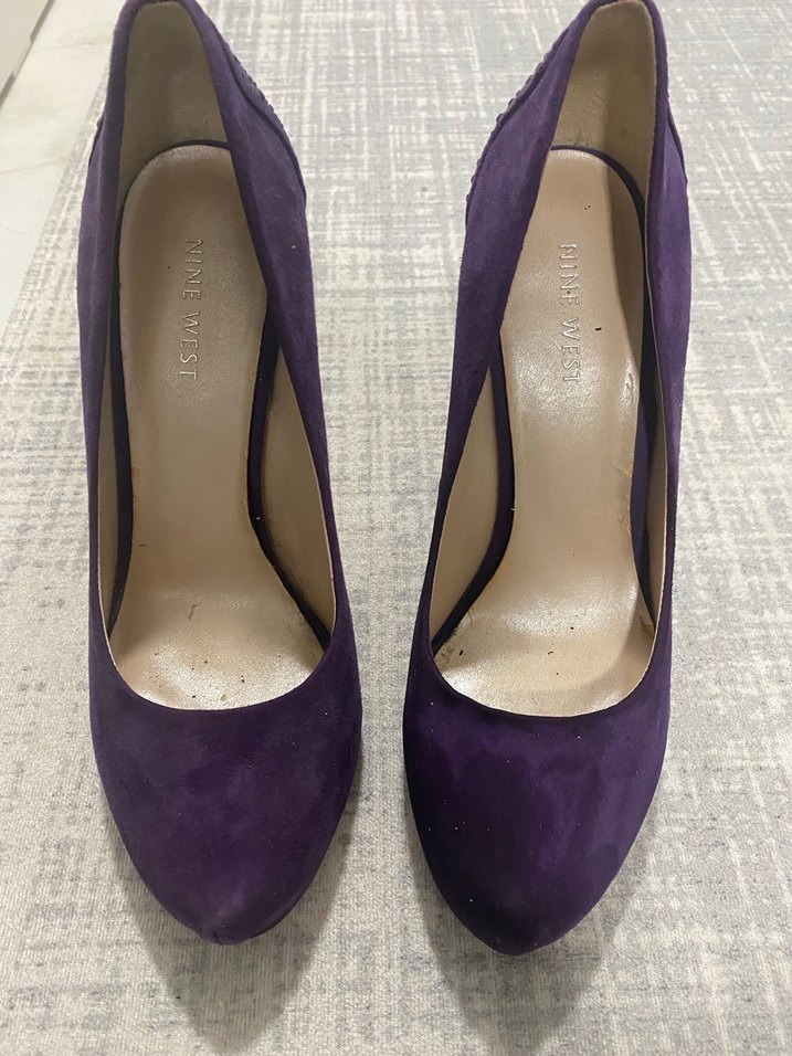 Mor Süet Taşlı Yüksek Topuklu Kadın Stiletto - Görsel 3