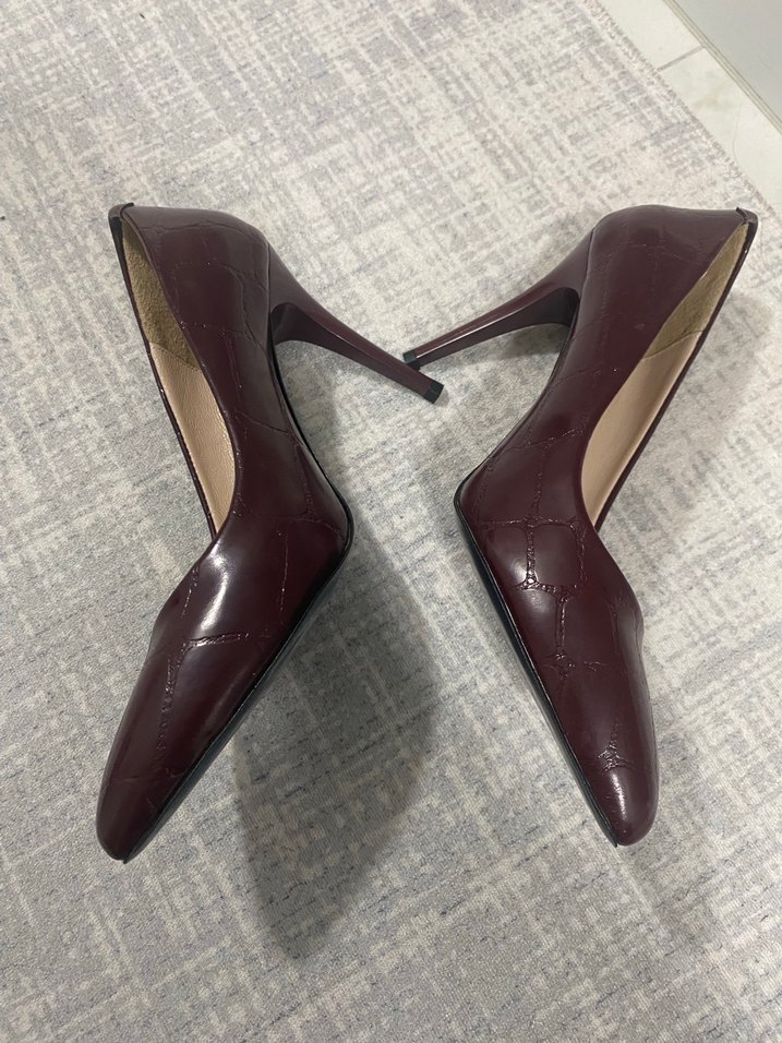 Bordo Rugan Yılan Desenli Stiletto - Görsel 2