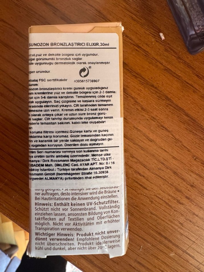 Sun Ozon Kendinden Bronzlaştırıcı Eliksir - Görsel 2