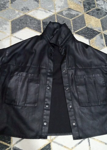 Kadın Siyah Deri Midi Ceket - Görsel 2