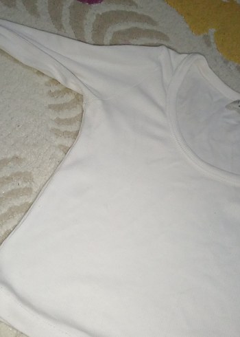 beyaz uzun kollu crop esnek - Görsel 2