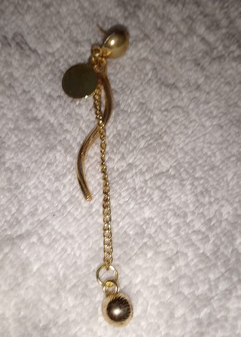 Zincir Detaylı Midi Altın Küpe - Görsel 2