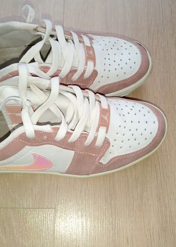 Bağcıklı Pembe Beyaz Kadın Spor Ayakkabı - Görsel 3