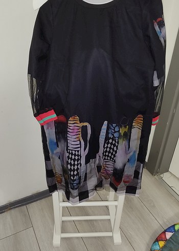 Drapeli Çok Renkli Mini Kadın Tunik - Görsel 2