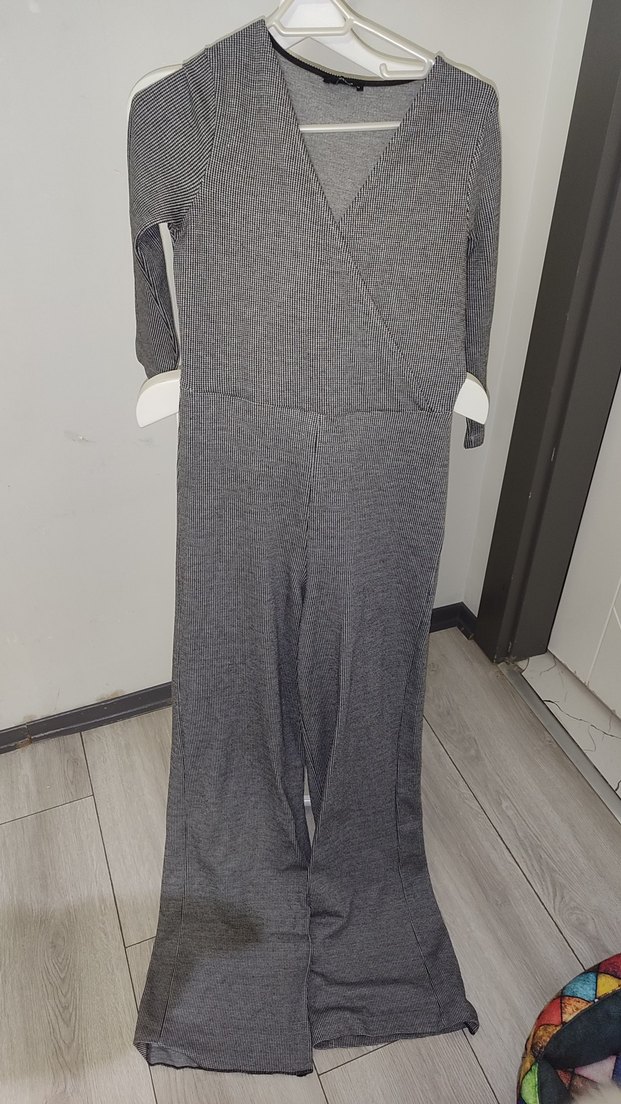 Gri Kadın Uzun Kollu Tulum - Görsel 2