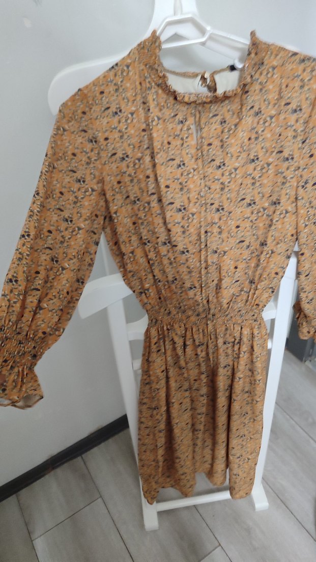 Uzun Kollu, Fırfırlı Bohem Midi Elbise - Görsel 2