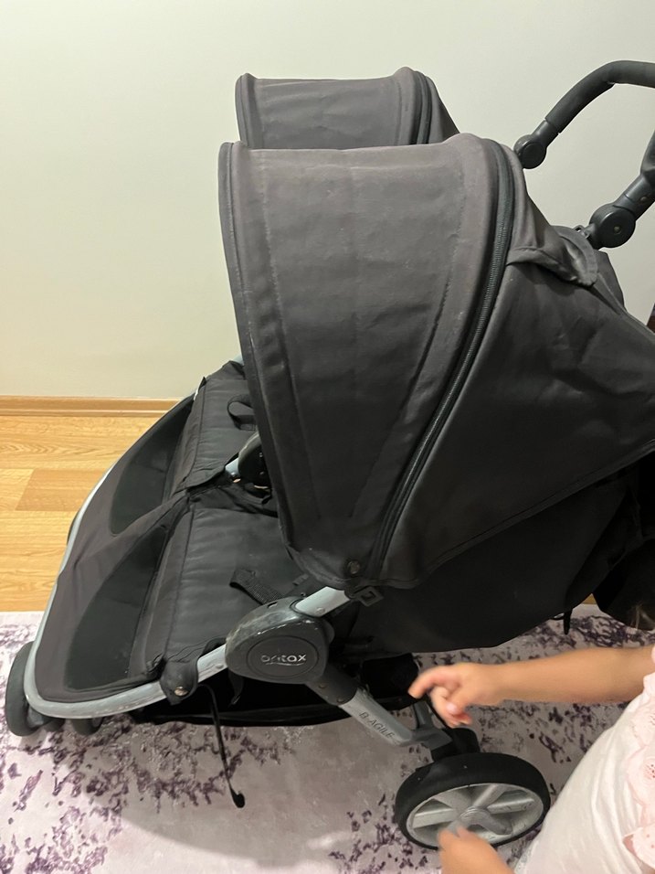 Gri Siyah b-ritax marka ikiz bebek arabası - Görsel 2