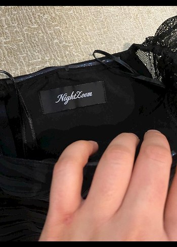 Siyah Uzun V Yaka Drapeli Kadın Abiye Elbise - Görsel 2