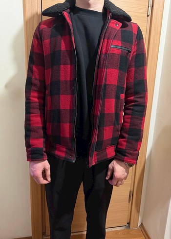 Kırmızı Siyah Kareli Mavi Ceket - Görsel 2
