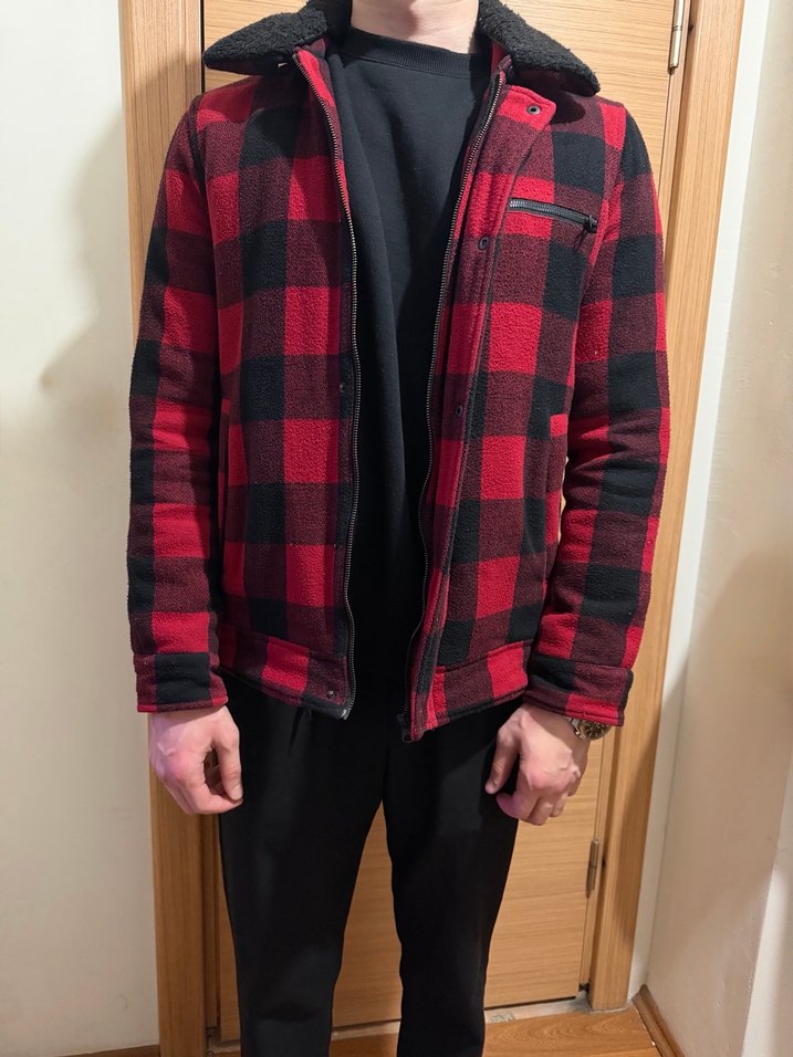 Kırmızı Siyah Kareli Mavi Ceket - Görsel 2
