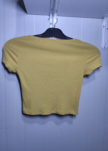 Sarı Kısa Kollu Crop Top - Görsel 3