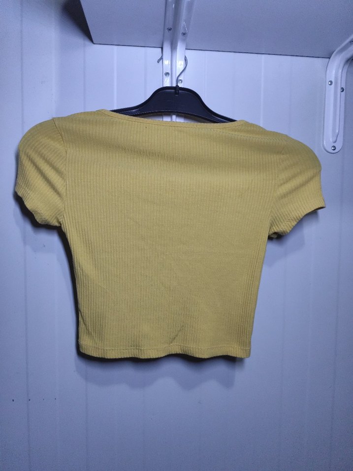 Sarı Kısa Kollu Crop Top - Görsel 3