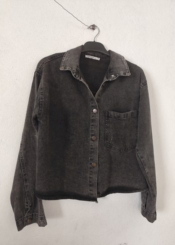 Gri Düğmeli Kadın Denim Ceket - Görsel 2