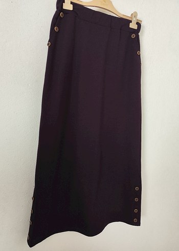 Düğmeli Uzun Mor Etek - Görsel 2