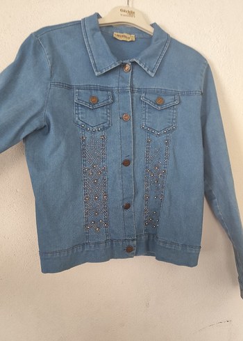 Nakışlı Mavi Denim Kadın Ceket - Görsel 3