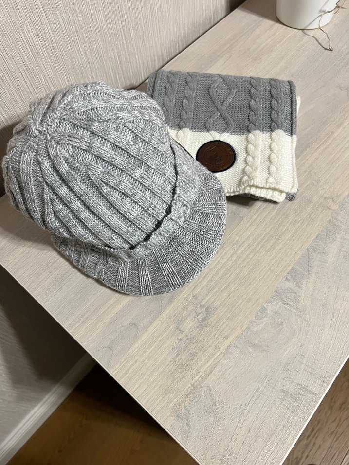 Gri Örgü Erkek Şapka ve Atkı Seti - Görsel 2