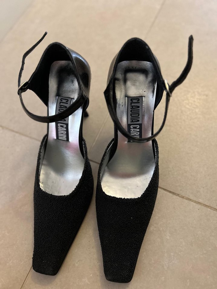 Abiye Siyah Boncuklu Rugan Stiletto Topuklu Kadın Ayakkabı - Görsel 3