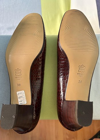 Crocodile desenli  İtalyan Vintage Deri  Topuklu Kadın Ayakkabı - Görsel 3