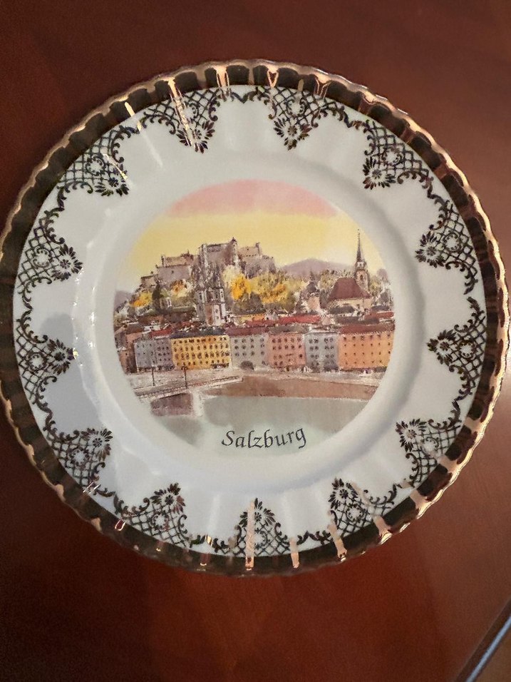 Bavaria-GermanyAltın Yaldızlı Salzburg Porselen Duvar Tabağı - Görsel 2