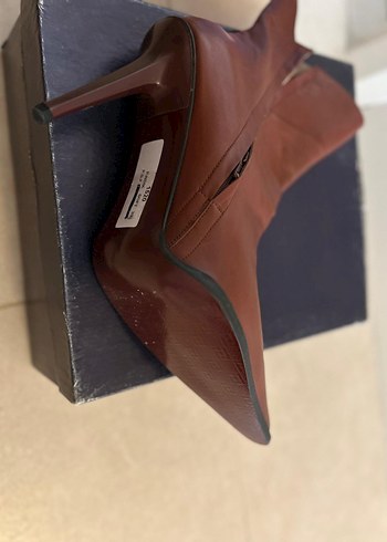 İtalyan hand made Kahverengi Deri Stiletto Topuklu Kadın Bot - Görsel 4