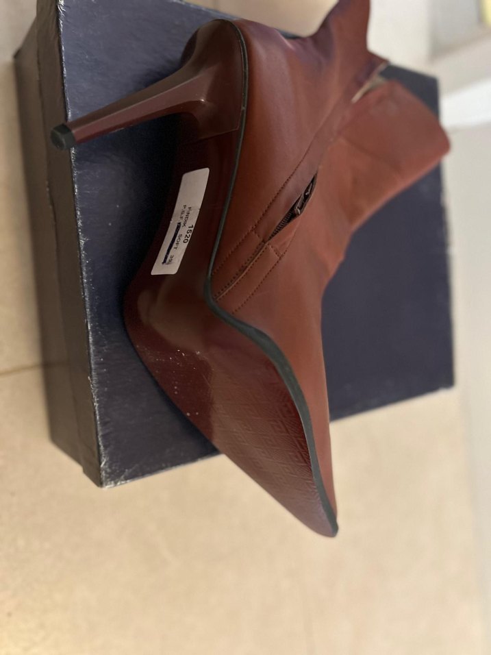 İtalyan hand made Kahverengi Deri Stiletto Topuklu Kadın Bot - Görsel 4