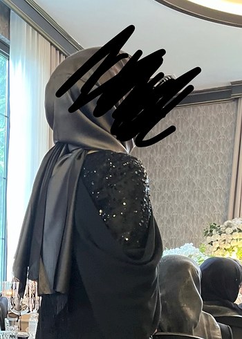 Siyah V Yakalı Uzun Gotik Kadın ABİYE Elbise - Görsel 3