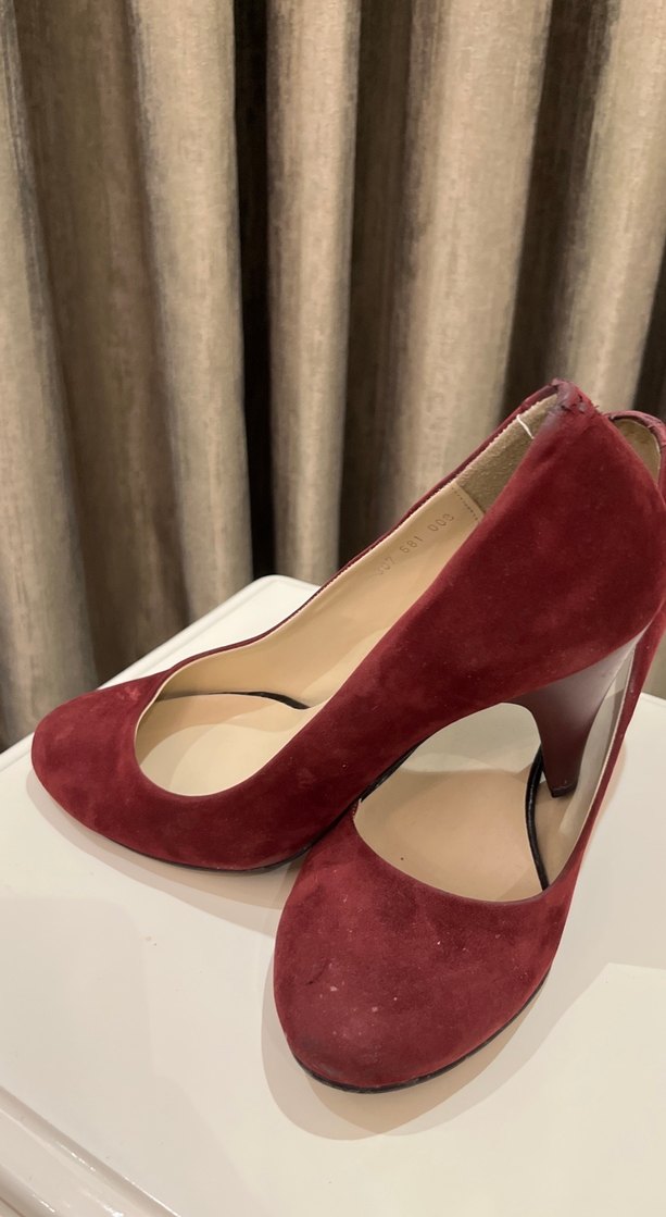 Bordo Süet Topuklu Kadın Stiletto kadife. - Görsel 2