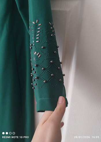 Düğmeli Mavi Uzun Kollu Kadın Gömlek - Görsel 8