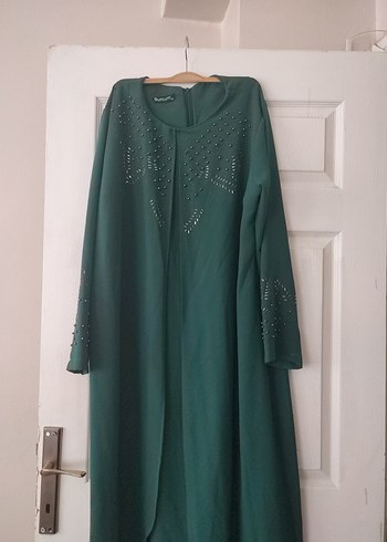 Yeşil Uzun Kollu Nakışlı Kadın Elbise - Görsel 5