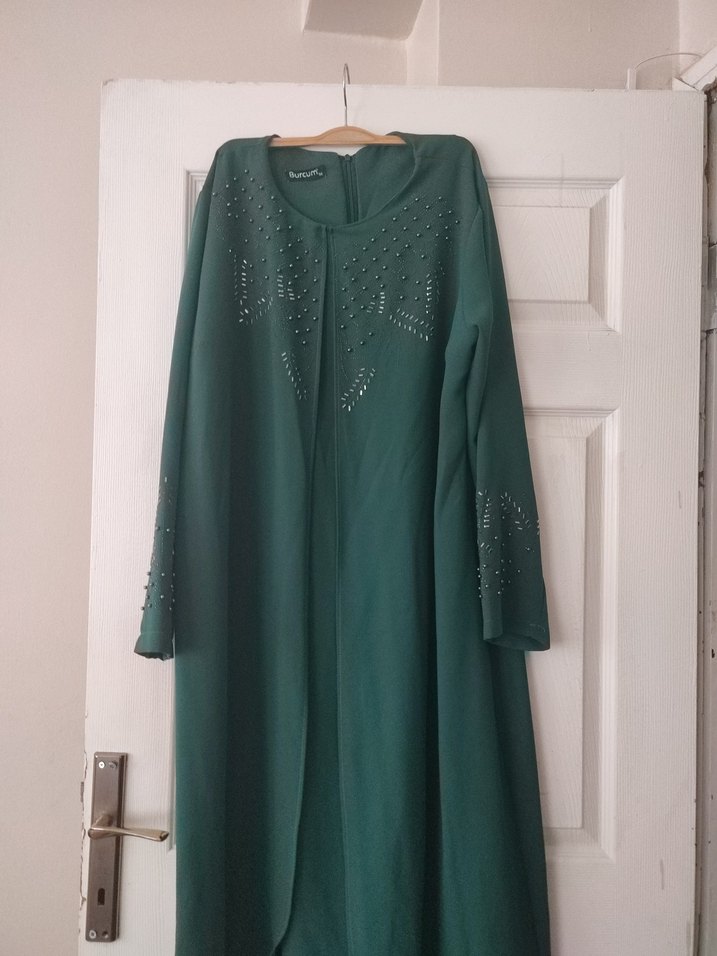 Yeşil Uzun Kollu Nakışlı Kadın Elbise - Görsel 5