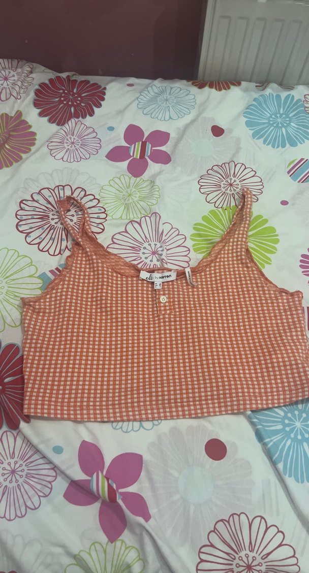 Düğmeli Pembe Crop Top - Görsel 5