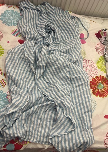 Mavi Çizgili Uzun Elbise - Görsel 4