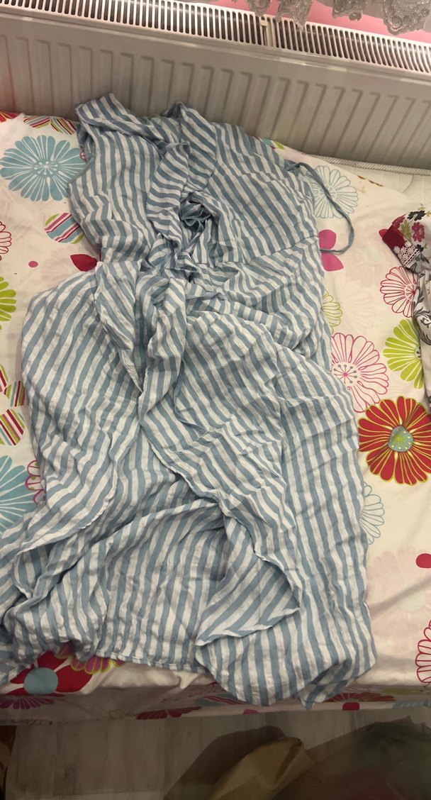 Mavi Çizgili Uzun Elbise - Görsel 4