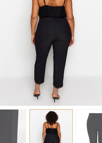 Siyah Elastik Belli taşlı Pantolon - Görsel 11