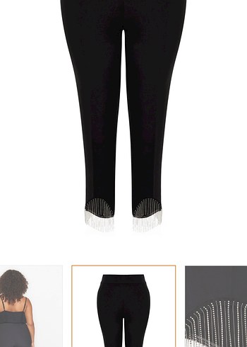 Siyah Elastik Belli taşlı Pantolon - Görsel 12