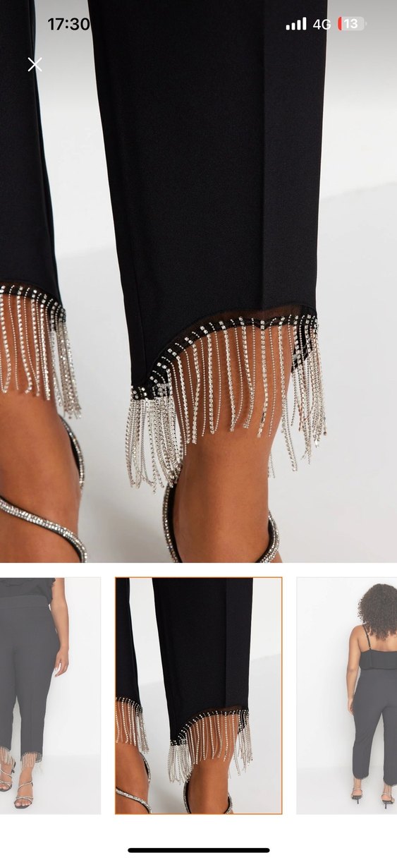 Siyah Elastik Belli taşlı Pantolon - Görsel 3